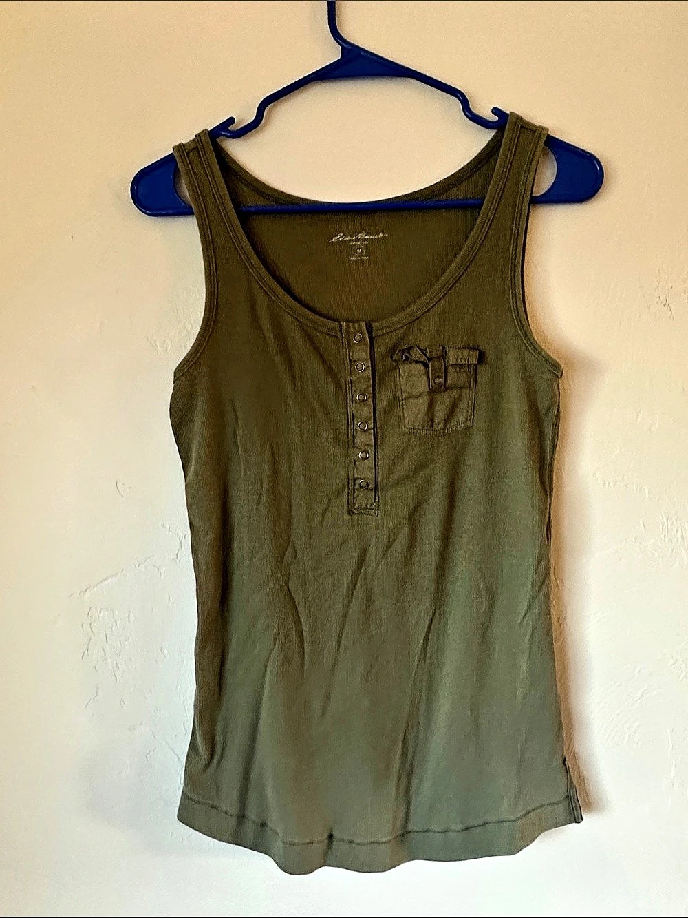 Eddie Bauer Ribbed Tank Top in Green Size Medium